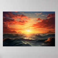 Ocean Sunset (effet de peinture acrylique) Ai Post