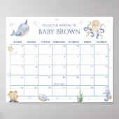 Poster Ocean Theme Baby shower Guides Date d'échéance Cal (Devant)