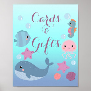 Poster Ocean Under the Sea Girl Baby shower Cartes Cadeau