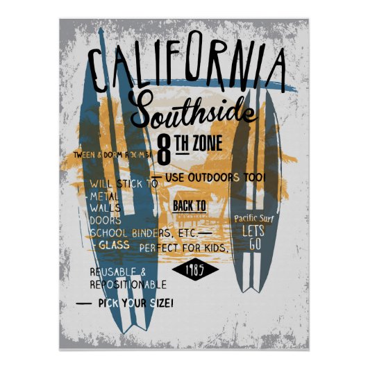Poster Ocean Vibes Retro Surboard (Devant)