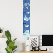 Poster Océan Vie bleu Gris gris graphique Croissance Gard (Bureau à domicile)