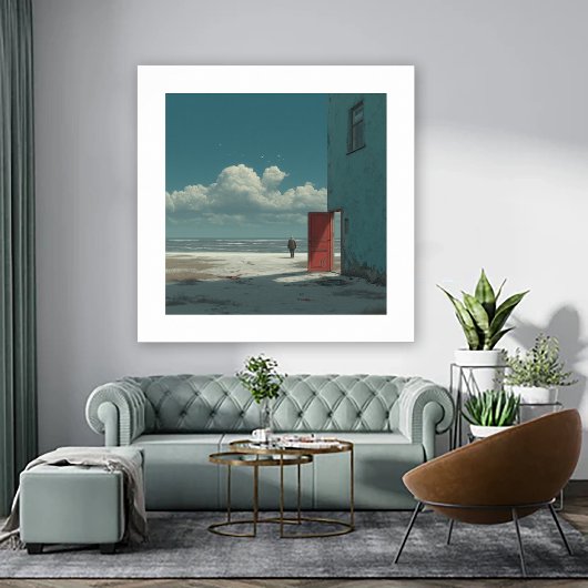 Poster Ocean View - A Man Stands Staring at Ocean