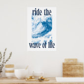 Poster Ocean Wave Art Print Indigo Hokusai Style Surf (Cuisine)