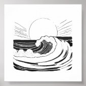 Poster Ocean Waves Minimaliste noir et blanc (Devant)