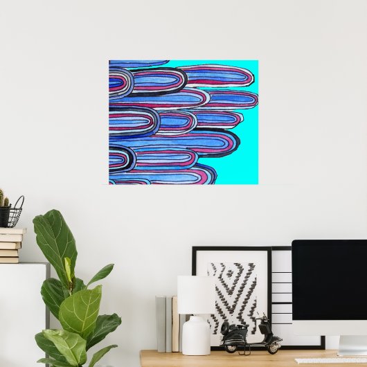 Poster Ocean Waves motif d'art bleu (Bureau à domicile)