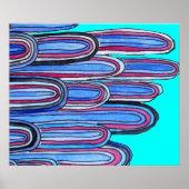 Poster Ocean Waves motif d'art bleu (Devant)