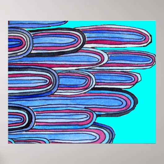 Poster Ocean Waves motif d'art bleu (Devant)