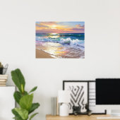Poster Ocean Waves on the Beach in the Sunshine Art (Bureau à domicile)