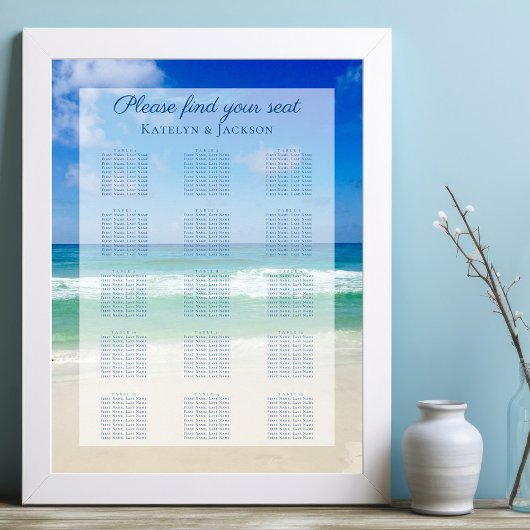 Poster Ocean Waves Photo Blue Beach Seating Chart