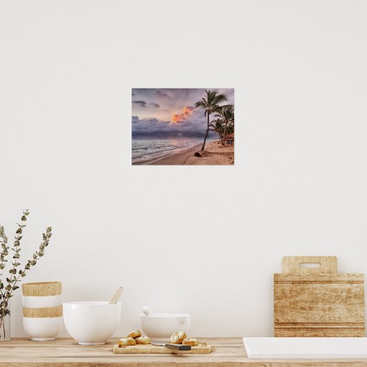 Poster Ocean Waves Sandy Beach Sunset (Cuisine)