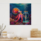 Poster "Ocean's Silent Captive" - Portrait de pieuvre (Cuisine)