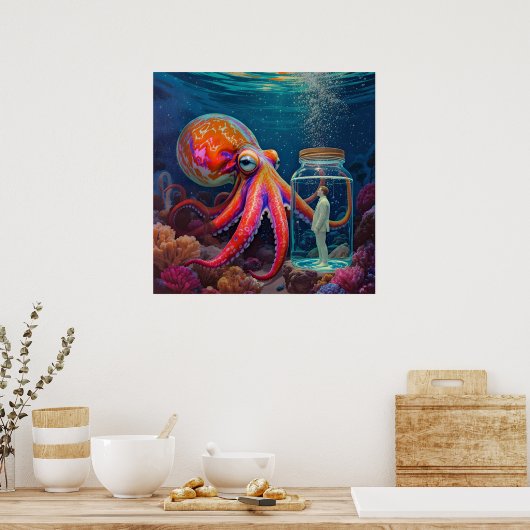 Poster "Ocean's Silent Captive" - Portrait de pieuvre (Cuisine)