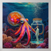 Poster "Ocean's Silent Captive" - Portrait de pieuvre (Devant)