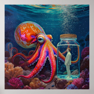 Poster "Ocean's Silent Captive" - Portrait de pieuvre
