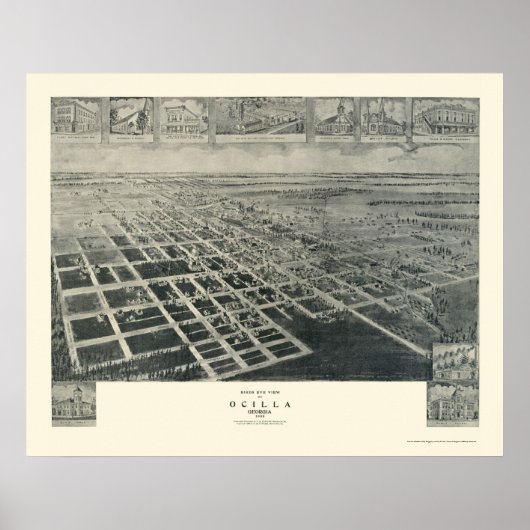 Poster Ocilla, GA Panoramic Map - 1908 (Devant)