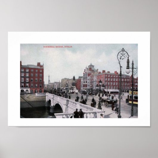 Poster O'Connell Bridge, Dublin, Irlande, Vintage (Devant)