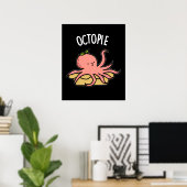 Poster Octo-tarte Drôle de pieuvre Tarte Pun Sombre BG (Bureau à domicile)