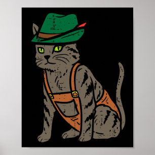 Poster Octobre Fête Allemande Chat Costume Femme Hommes E