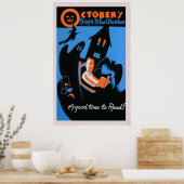 Poster Octobre Lecture Bibliothèque Halloween WPA Vintage (Cuisine)