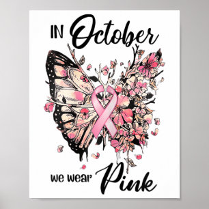 Poster Octobre Nous Portons Pink Ribbon Prix du cancer du