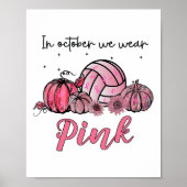 Poster Octobre Nous Portons Volleyball rose Cancer du sei (Devant)