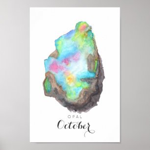 Poster Octobre Pierre de naissance - Aquarelle Opal   Pos