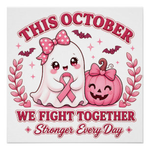 Poster Octobre sensibilisation au cancer du sein Hallowee