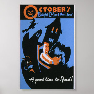 Poster Octobre une bonne période pour lire l'affiche vint