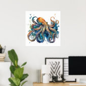 Poster Octopus aquarelle (Bureau à domicile)