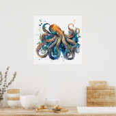 Poster Octopus aquarelle (Cuisine)
