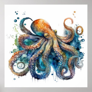 Poster Octopus aquarelle