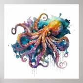 Poster Octopus aquarelle (Devant)
