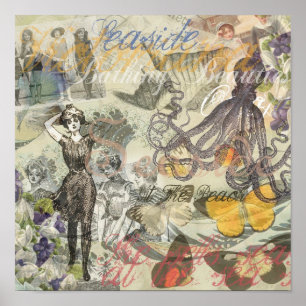 Poster Octopus Beach Vacation