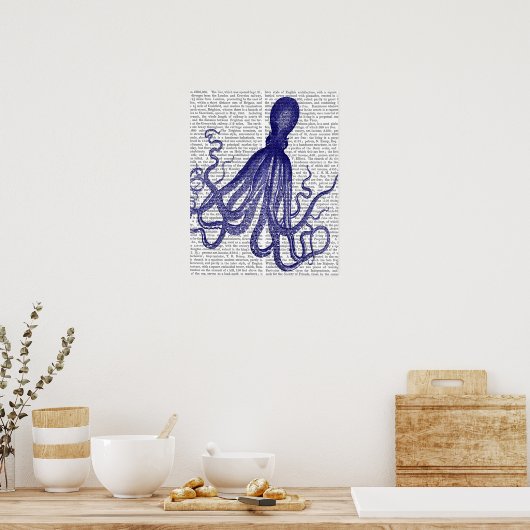 Poster Octopus bleu (Cuisine)