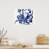 Poster Octopus bleu (Cuisine)