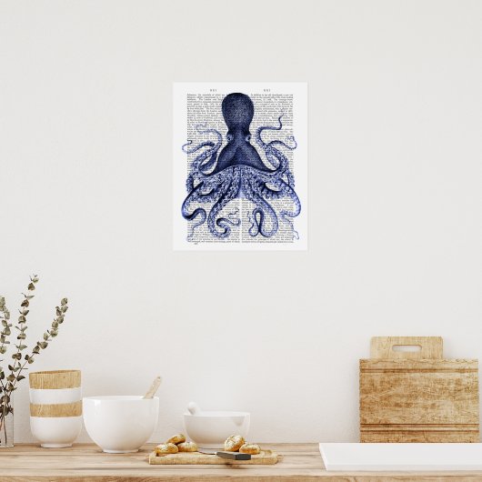 Poster Octopus bleu (Cuisine)