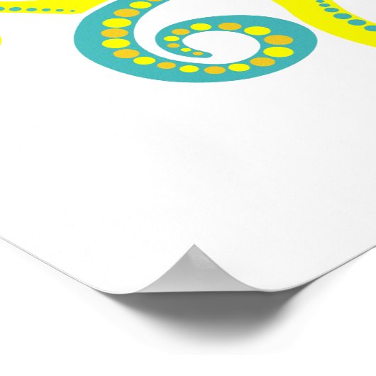 Poster Octopus bleu et jaune (Coin)