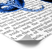 Poster Octopus bleu vintage 1 sous (Coin)