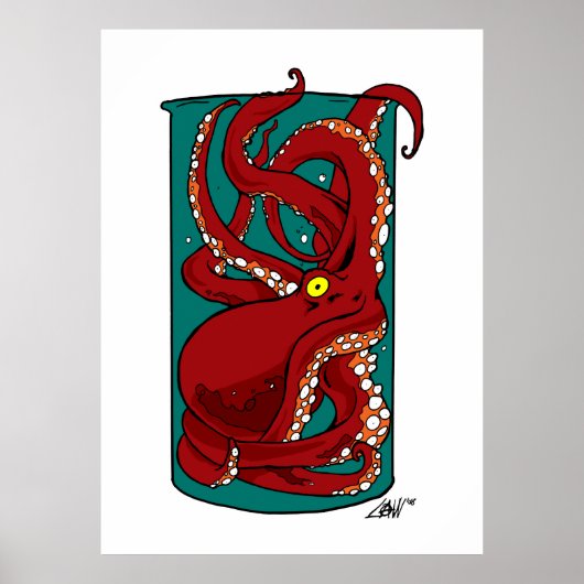Poster Octopus dans un bocal (Devant)