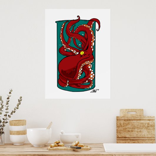 Poster Octopus dans un bocal (Cuisine)
