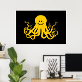 Poster Octopus / Kraken Jaune (Bureau à domicile)