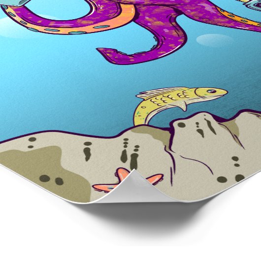 Poster Octopus Monter un monocycle (Coin)