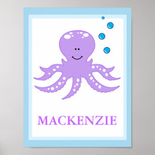 Poster OCTOPUS sous le nom de la mer PERSONNALISÉ IMPRIME