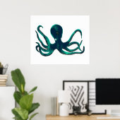 Poster Octopus turquoise (Bureau à domicile)