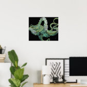 Poster Octopus vert 20 x 16 (Bureau à domicile)