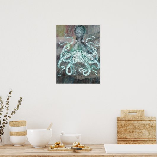 Poster Octopus Vintage nautique (Cuisine)