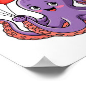 Poster Octopus With Heart Lloons Valentine Day  (Coin)