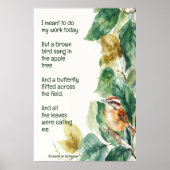 Poster Ode to Spring Poem with Brown Bird Wren (Devant)