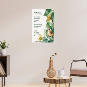 Poster Ode to Spring Poem with Brown Bird Wren