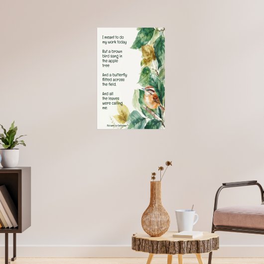Poster Ode to Spring Poem with Brown Bird Wren (Salon 3)